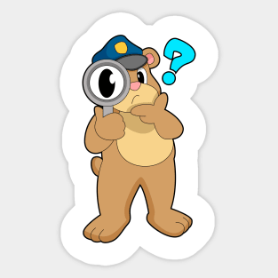 Bear Police officer Magnifying glass Sticker